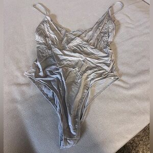 Zara gray satin bodysuit